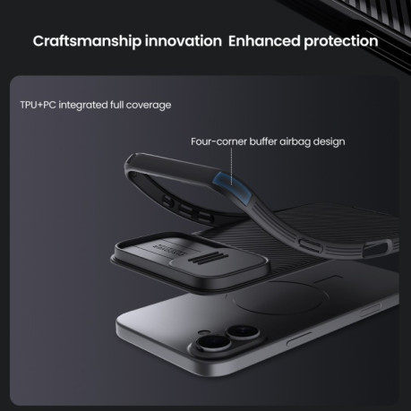 Ударозахисний чохол NILLKIN CamShield Pro на iPhone 16 - синій