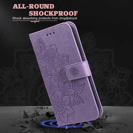 Чохол-книжка 7-petal Flowers Embossing для Motorola Moto G15/G15 Power - фіолетовий