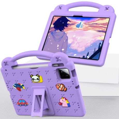 Противоударный чехол EVA Handle Kickstand Children для Xiaomi Pad 7 / 7 Pro 2024 - фиолетовый