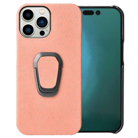 Противоударный чехол Honeycomb Ring Holder для  iPhone 14 Pro Max -  розовый
