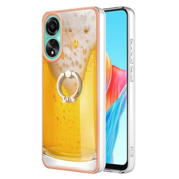 Противоударный чехол Electroplating Dual-side IMD with Ring Holder для OPPO A78 4G - Beer