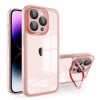 Противоударный чехол Invisible Lens Bracket Matte для iPhone 15 Pro - розовый