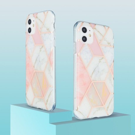 Противоударный чехол 3D Electroplating Marble для iPhone 11 - розовый