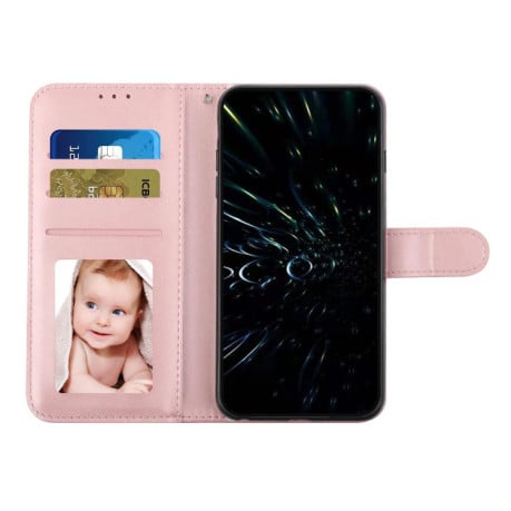 Чохол-книжка зі строчкою та фактурою Calf з магнітним хлястиком на Infinix Smart 20 4G — рожеве золото