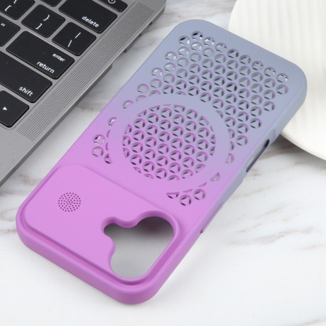 Протиударний чохол Gradient Color Honeycomb Aromatherapy MagSafe для iPhone 16 - Purple Grey