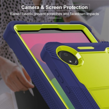 Чохол Silicone Hybrid PC Tablet Case with Holder &amp; Shoulder Strap для Xiaomi Redmi Pad SE 8.7 - Yellow Green + Navy Blue