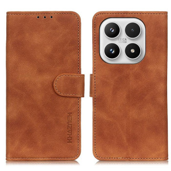Чехол-книжка KHAZNEH с матовой фактурой Cowhide и магнитным хлястиком на Xiaomi 17 — коричневый