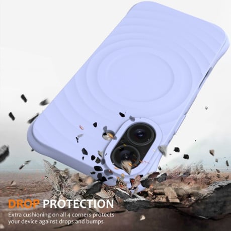 Чохол протиударний Wave Texture MagSafe Magnetic Liquid Silicone для iPhone 16 - фіолетовий