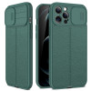 Противоударный чехол Litchi Texture Sliding для iPhone 12 - зеленый