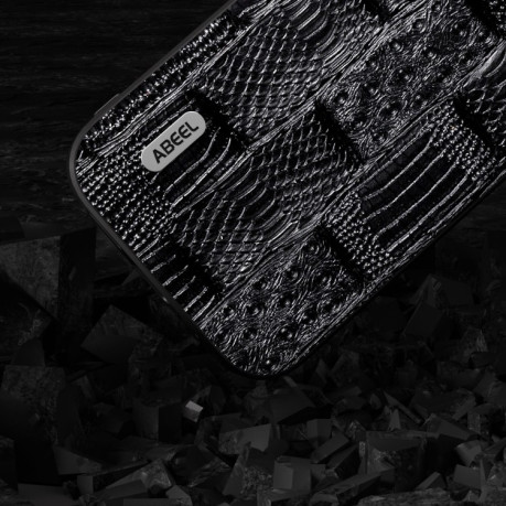 Чехол ABEEL Genuine Leather Mahjong Pattern для iPhone 15 Pro Max black - черный