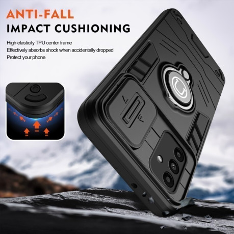 Противоударный чехол Sliding Camshield Ring Holder для Samsung Galaxy A16 5G - черный
