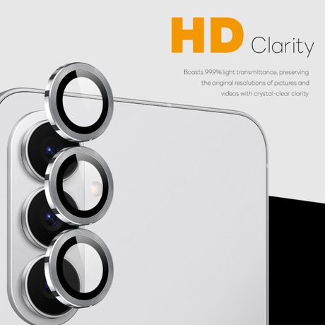 Защитное стекло NORTHJO Glitter Camera Lens Protector Tempered Glass Metal Ring для Samsung Galaxy S26+ 5G — серебристое