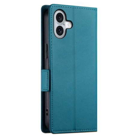 Чехол-книжка Side Buckle Magnetic Frosted Leather для iPhone 16 Plus - синий