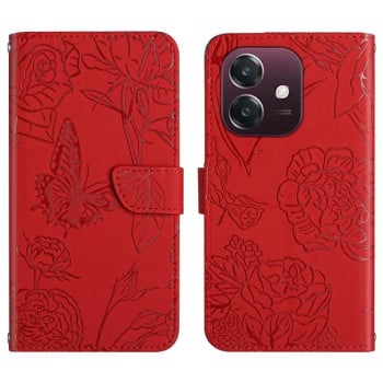 Чохол-книжка з тисненням &quot;метелика&quot; та магнітним хлястиком на OPPO A3/A3x/A40m- червоний