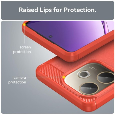 Противоударний чехол Brushed Texture Carbon Fiber на OPPO A5 Pro 4G - червоний