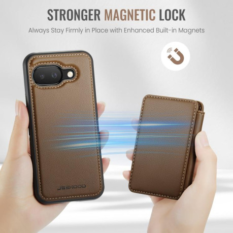 Чехол JEEHOOD J05 Business Magnetic Style RFID Leather для Google Pixel 9a - коричневый