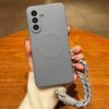Силиконовый магнитный чехол Escase с ремешком на Samsung Galaxy A37 5G — серый