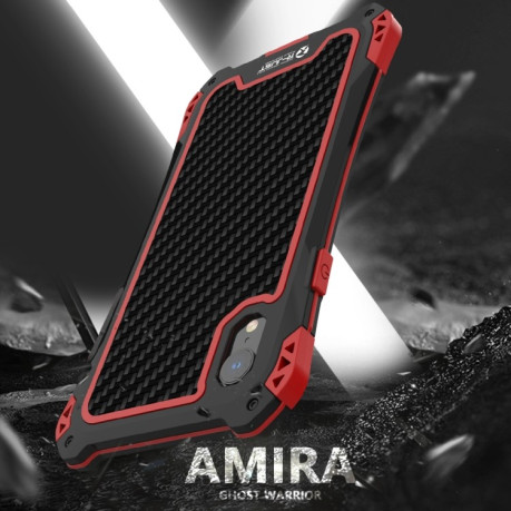 Противоударный металлический чехол R-JUST AMIRA Metal на iPhone XR - черно-красный