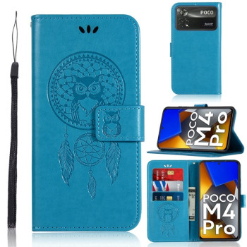 Чехол-книжка Wind Chime Owl Embossing для Xiaomi Poco M4 Pro 4G - синий
