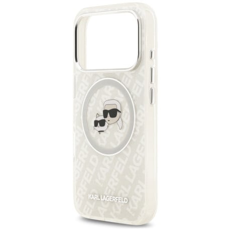 Оригинальный чехол Karl Lagerfeld IML Glitter Karl&amp;Choupette Heads Logo с MagSafe на iPhone 17 Pro Max - Gray