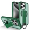 Противоударный чехол Skin-Friendly D-Ring Holder Magnetic с магнитным кольцом для iPhone 15 Pro — зелёный