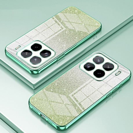 Ударозахисний чохол Gradient Glitter Powder Electroplated на Xiaomi 15 Pro - зелений