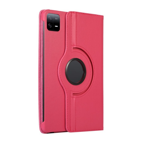 Чехол-книжка 360 Degree Rotation Litchi для Xiaomi Pad 7 Pro / Pad 7 - пурпурно-красный