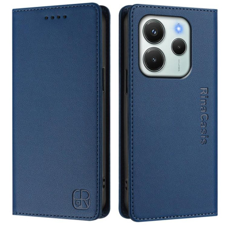 Чехол-книжка RC01 Dual-Folded Magnetic Suction RFID Leather на Xiaomi Redmi Note 14 4G 164.84mm  - синий