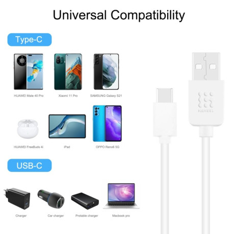 Кабель  HAWEEL 2m USB-C / Type-C to USB 2 Data &amp; Charging Cable - белый