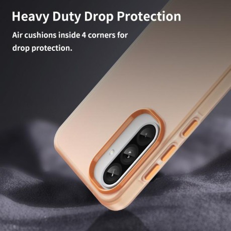 Противоударный чехол Frosted Translucent TPU Hybrid PC для Samsung Galaxy A56 5G - оранжевый