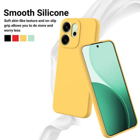 Силиконовый чехол Solid Color Liquid Silicone на OPPO Reno14 F 5G Global - желтый