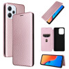 Чохол-книжка Carbon Fiber Texture на Xiaomi Redmi 12 4G/12 5G/Note 12R/POCO M6 Pro 5G - рожевий