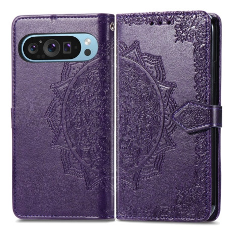 Чохол-книжка Mandala Embossing Pattern на Google Pixel 9 - фіолетовий