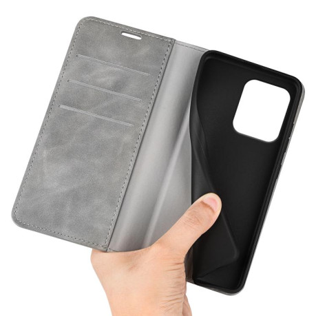 Чехол-книжка Retro Skin Feel Business Magnetic на Motorola Moto Edge 50 Neo 5G - серый