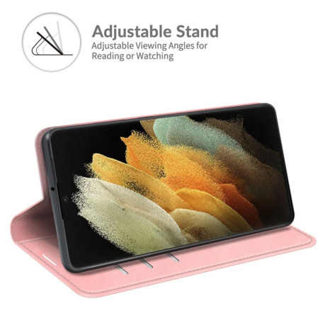 Чехол-книжка Retro-skin Business Magnetic на Samsung Galaxy S22 Ultra 5G - розовый