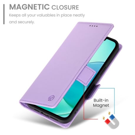 Чехол-книжка Side Buckle Magnetic Frosted Leather для iPhone 16e - фиолетовый