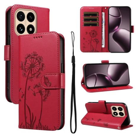 Чехол-книжка Dandelion Embossed Pattern Flip Leather на Xiaomi 15T 5G - красный