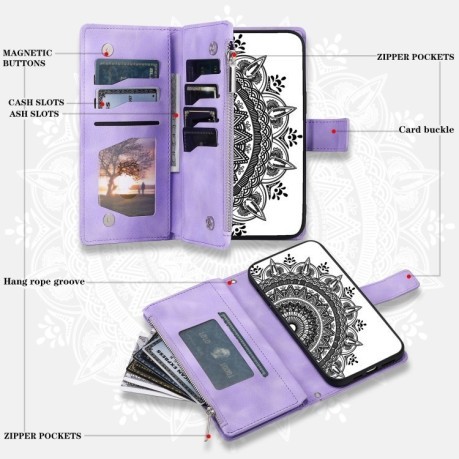 Чехол-книжка Multi-Card Totem Zipper Leather для Samsung Galaxy A36 - фиолетовый