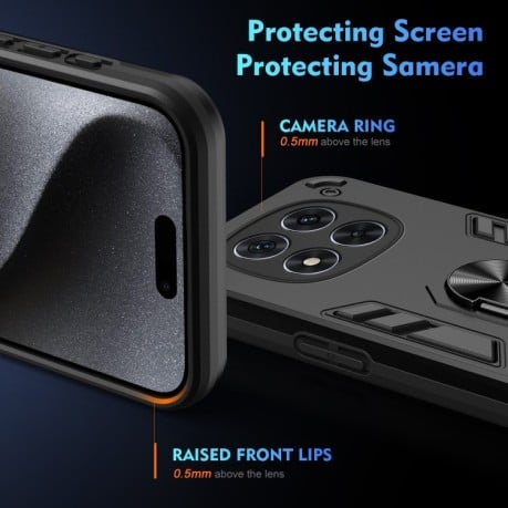Ударозахисний чохол Metal Ring Holder для Xiaomi Redmi Note 14 Pro 5G/Poco X7 - чорний