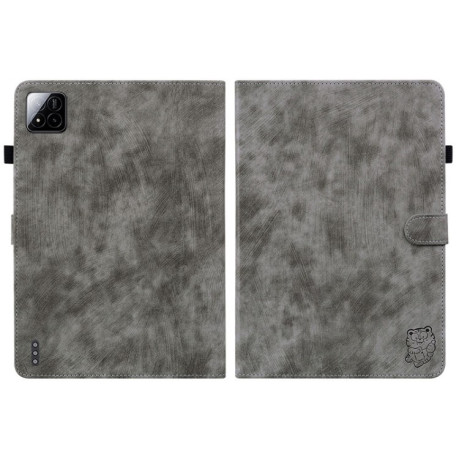 Чехол-книжка Embossed Tiger Pattern Leather для Xiaomi Pad 7 / Pad 7 Pro - серый