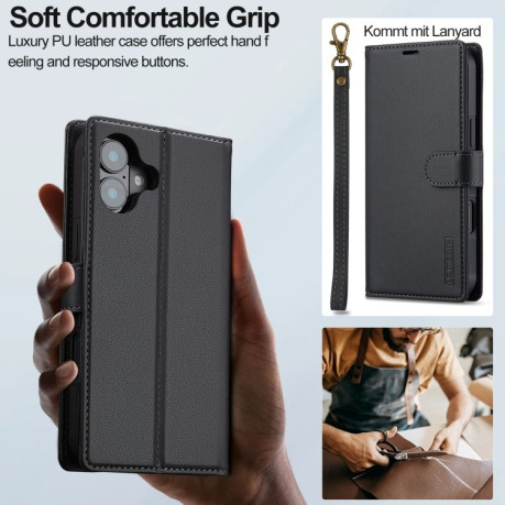 Чохол-книжка LC.IMEEKE L2 Series Detachable Magsafe для iPhone 16 - чорний