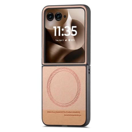 Чехол Twill Fabric Leather Skin Magnetic для Motorola Razr 60 Ultra - рожевий