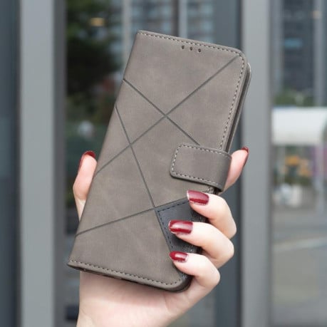 Чохол-книжка з фактурою Rhombus та магнітним хлястиком на Infinix Hot 60 Pro+ 4G - сірий