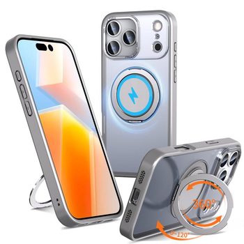 Чохол Kalebol з підставкою 360 і MagSafe на iPhone 18 Pro Max — титановий