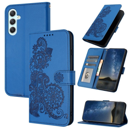 Чехол-книжка Totem Embossed Magnetic Leather на Samsung Galaxy A35 - синий