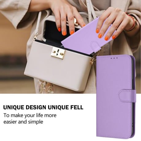 Чехол-книжка с мягким покрытием (Skin Feel) со шнурком на Infinix Smart 10 4G - фиолетовый