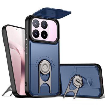 Противоударный чехол Escase со шторкой камеры и вращающимся держателем на Xiaomi 17T 5G — синий