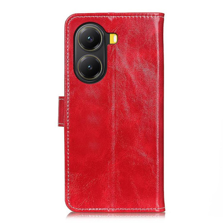 Чехол-книжка Magnetic Retro Crazy Horse Texture на Xiaomi Poco X7 Pro - красный