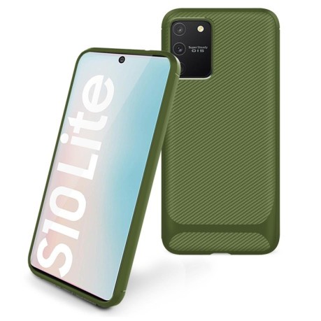 Протиударний чохол Carbon Fiber Texture на Samsung Galaxy Note 10 Lite - зелений