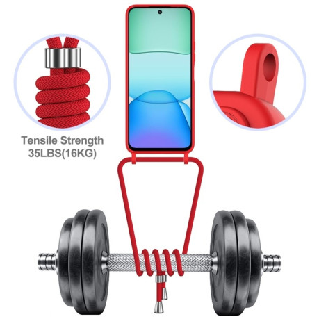 Силиконовый чехол Integrated Card Bag Solid Color Liquid Silicone на Xiaomi Poco M6 4G - красный